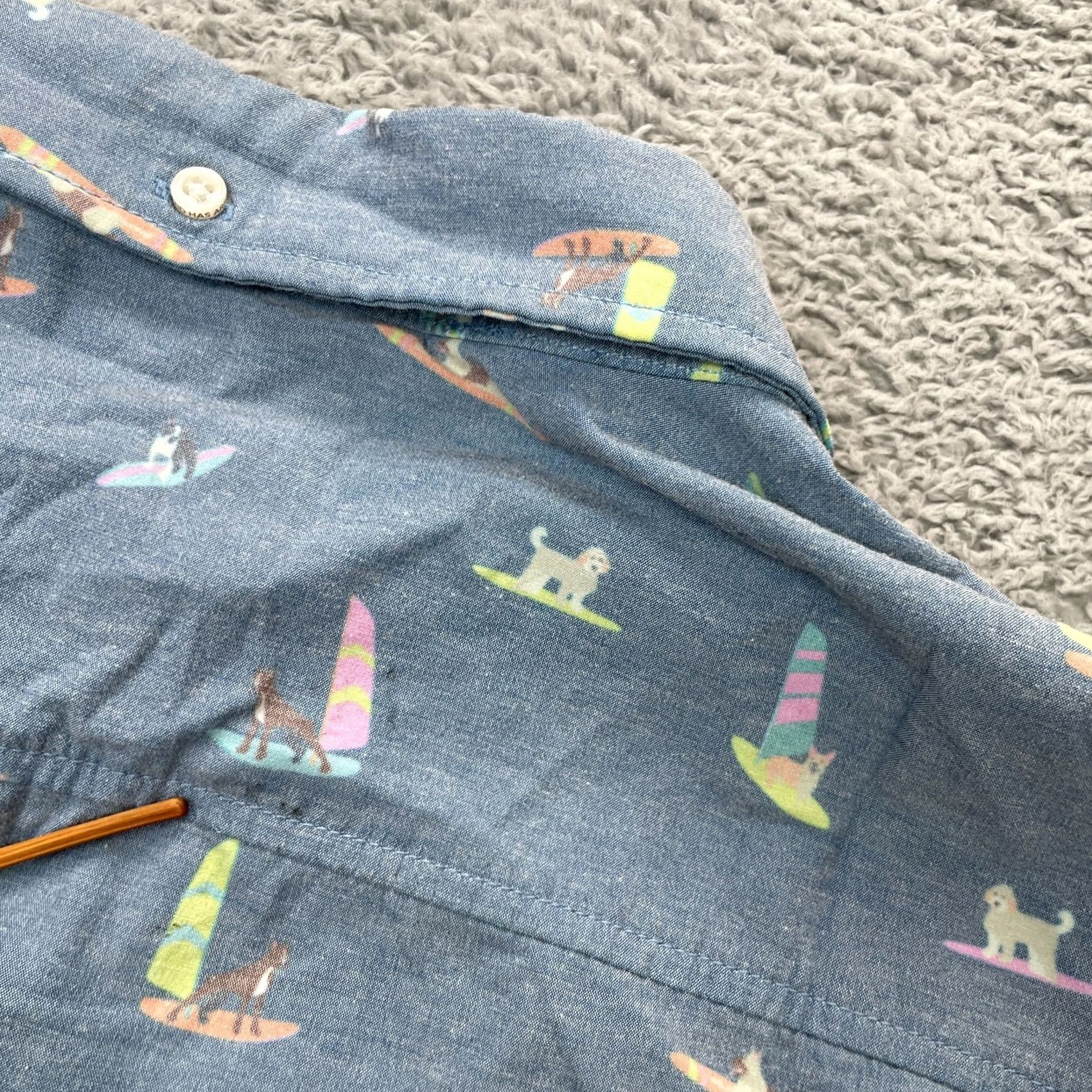 Chubbies Chubbies Shirt Mens L Gray Dogs On Surfboard And Sailboats Hawaiian Beach Casual Travel Button-Up Short Sleeve Collared 40 in Chest Regular Size US L / EU 52-54 / 3 - 6 Thumbnail