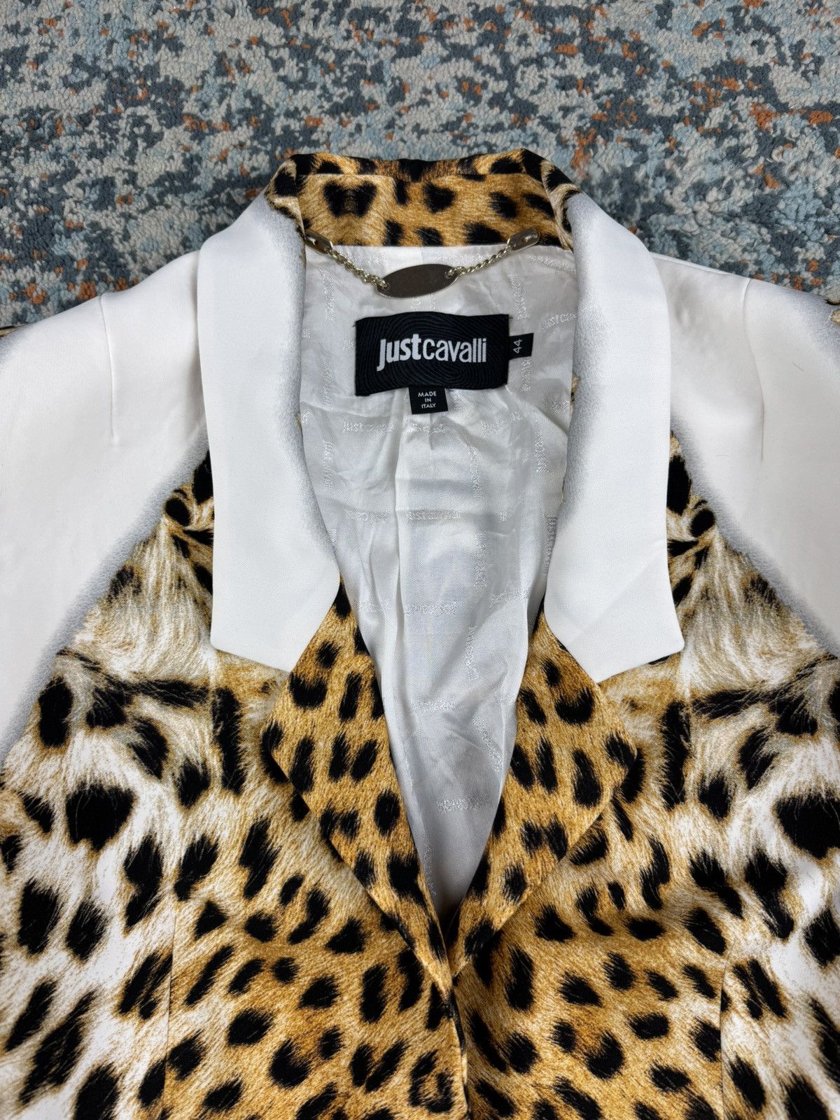 Just Cavalli Just Cavalli animal leopard print white blazer glamour y2k Size L / US 10 / IT 46 - 9 Thumbnail