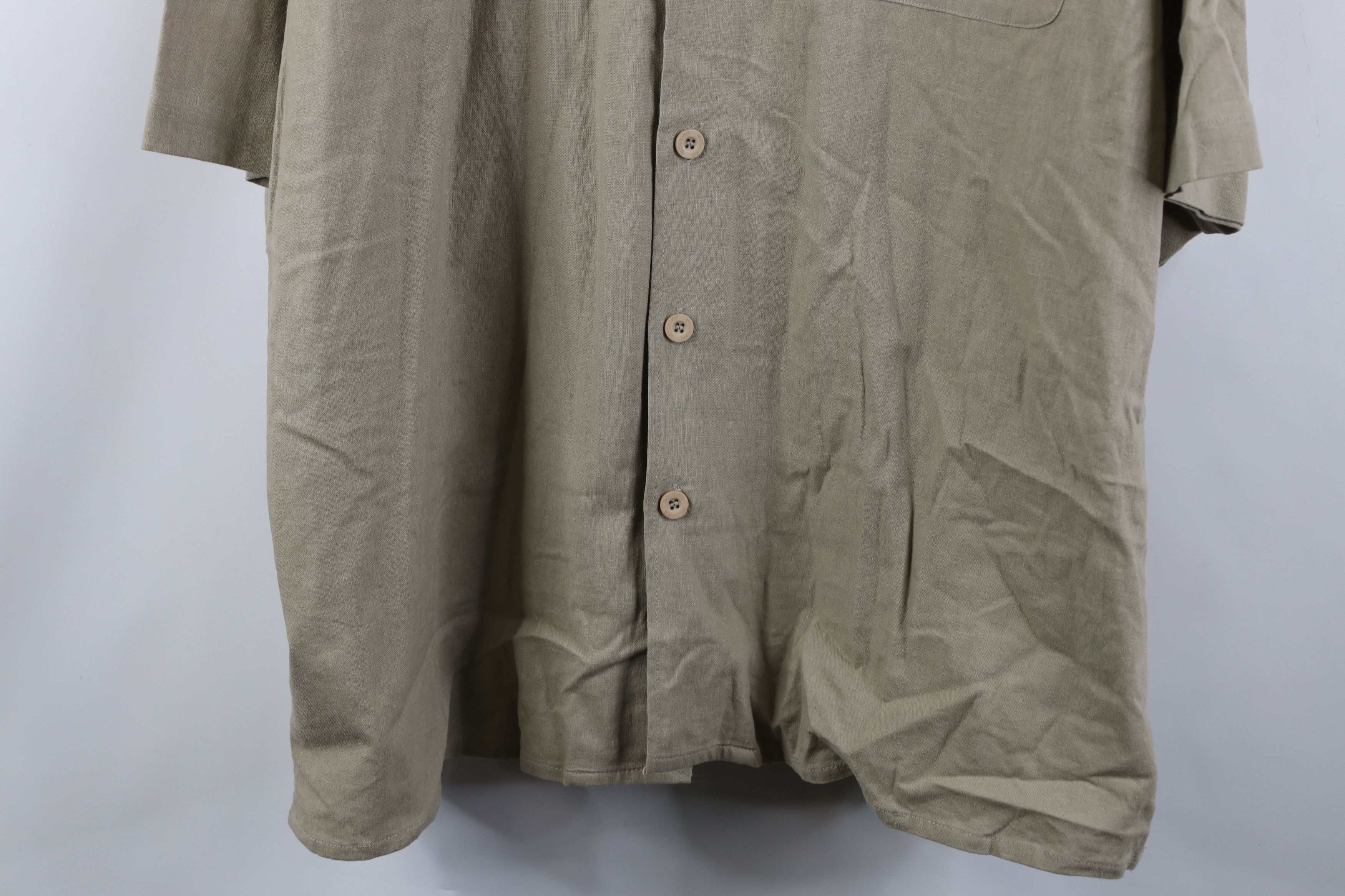 Vintage Deadstock Vintage 90s Y2K Linen Blend Button Shirt Sage Size US XXL / EU 58 / 5 - 3 Thumbnail
