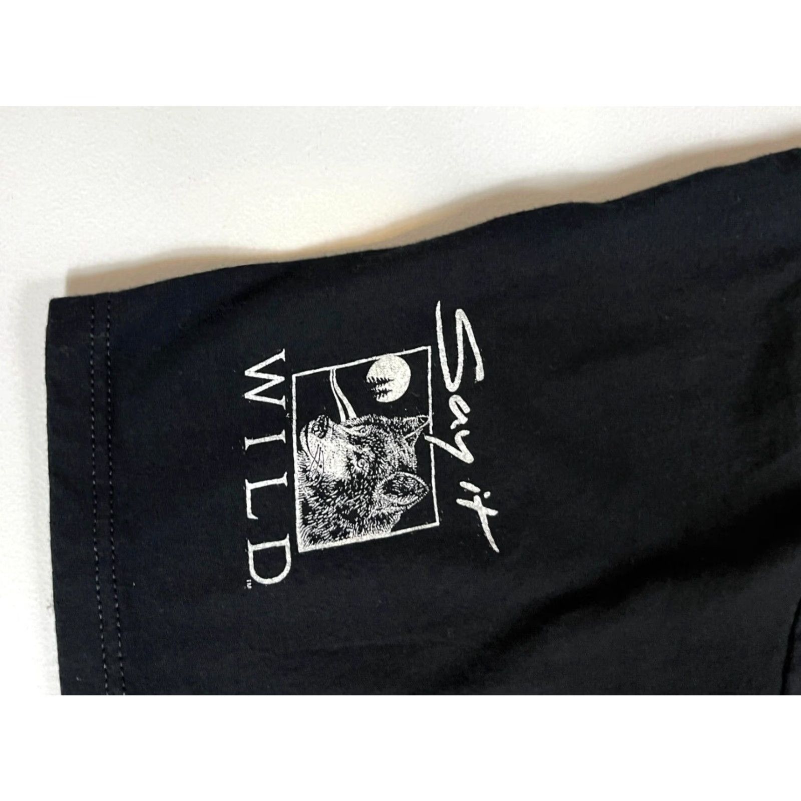 Jerzees VINTAGE Jerzees T-Shirt Men XL Black 1990s Say It Wild 90s USA Animal Wolf Crew Neck Short Sleeve Graphic Print Cotton Made in USA Size US XL / EU 56 / 4 - 4 Thumbnail