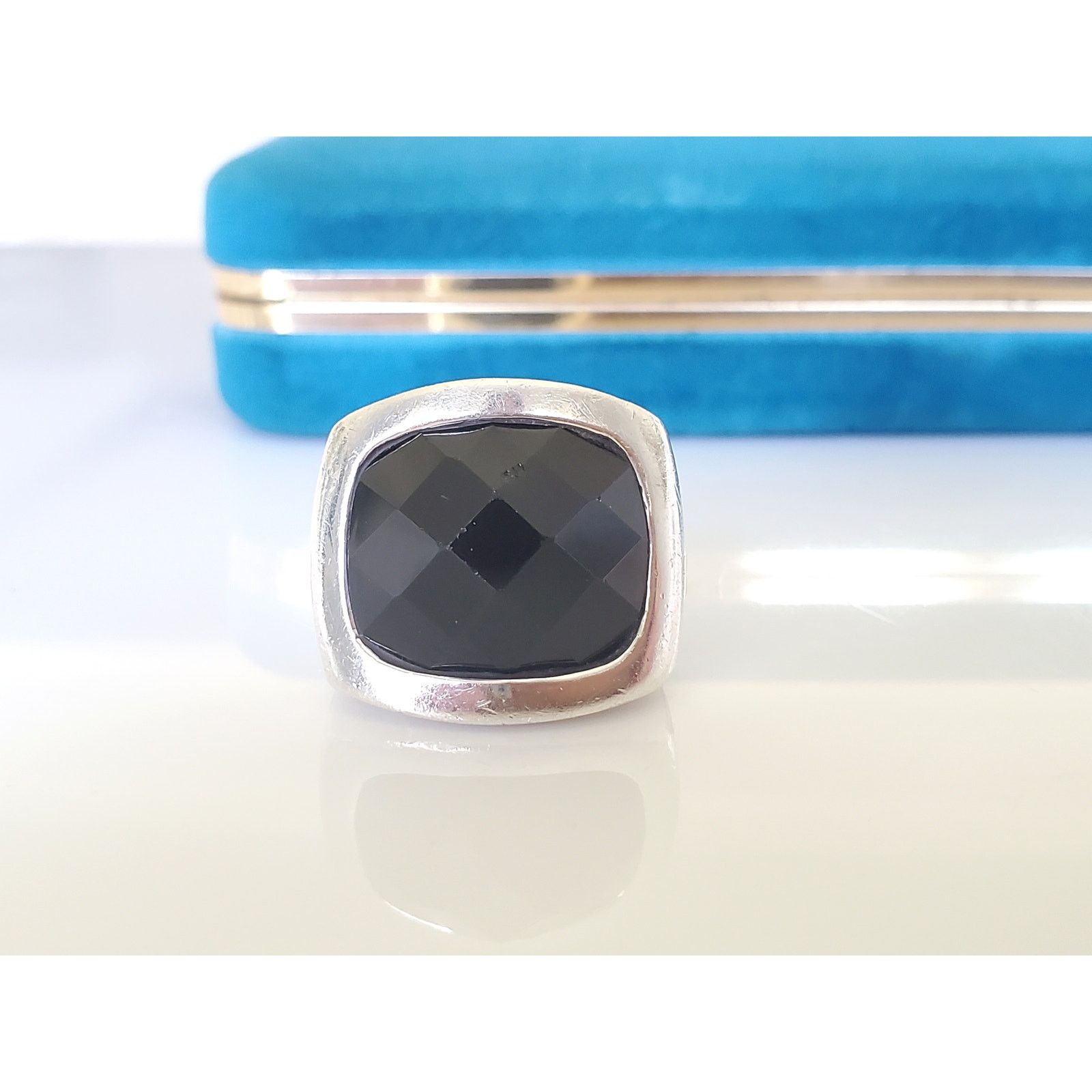 Other Vintage CFJ Designer Sterling Silver Onyx Ring Size ONE SIZE - 1 Thumbnail