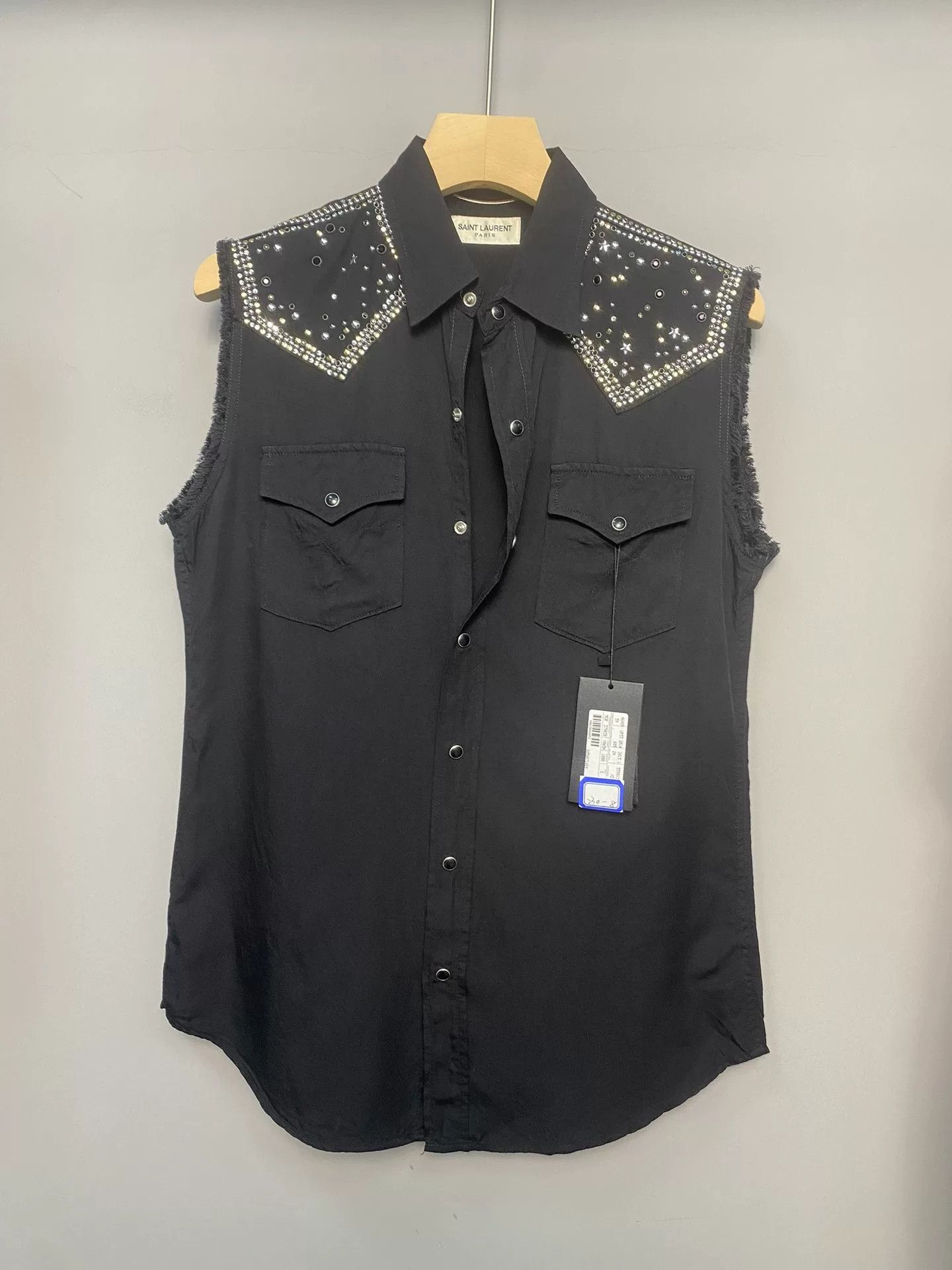 Saint Laurent Paris Saint Laurent Studded Sleeveless Shirt Size US XS / EU 42 / 0 - 1 Thumbnail