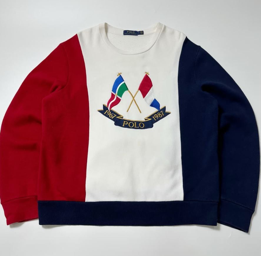 Polo Ralph Lauren Polo Ralph Lauren Tri-Color Cross Flags Sweatshirt XL Size US XL / EU 56 / 4 - 8 Thumbnail