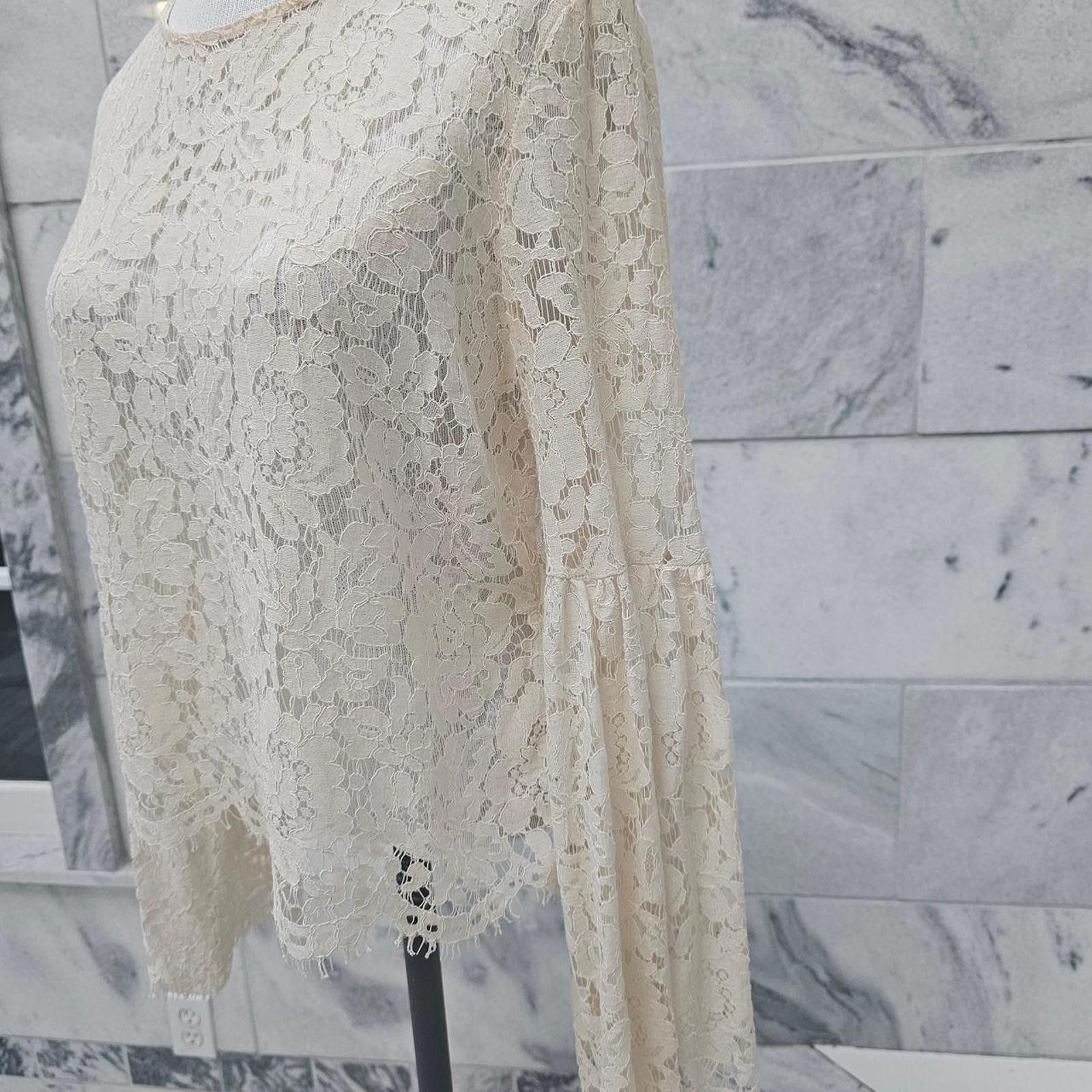 Other Women's Lace Taylor and Sage Cream Shirt Size M / US 6-8 / IT 42-44 - 4 Thumbnail