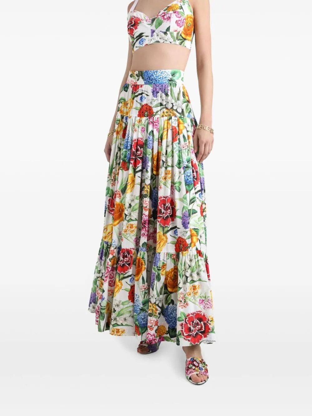 Dolce & Gabbana o1s22i1n0225 Floral Long Skirt in Multicolor Size 28" / US 6 / IT 42 - 4 Thumbnail