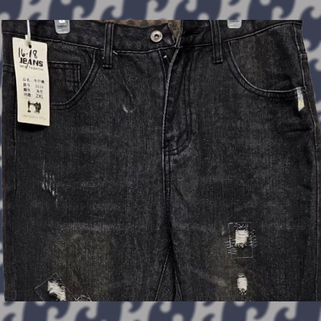 Denime VINTAGE Y2K Black Distressed Denim Jeans Size XXL Straight Leg Grunge Streetwear Women Size 24" / US 00 / IT 34 - 1 Thumbnail