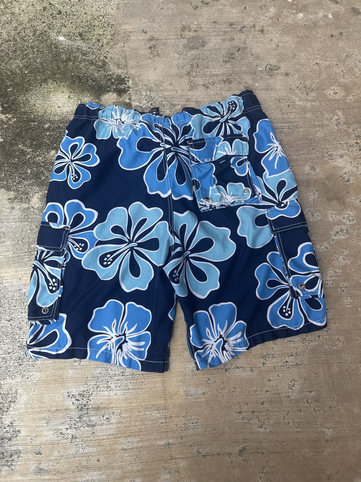Billabong × Vintage Vintage 90s Blue Floral Baggy Kore Short Swim Trunks Size US 34 / EU 50 - 3 Thumbnail