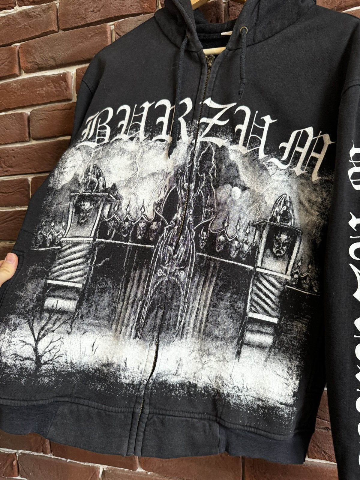 Burzum Vintage Black Metal Band Zip Hoodie Rare 00s Det Som