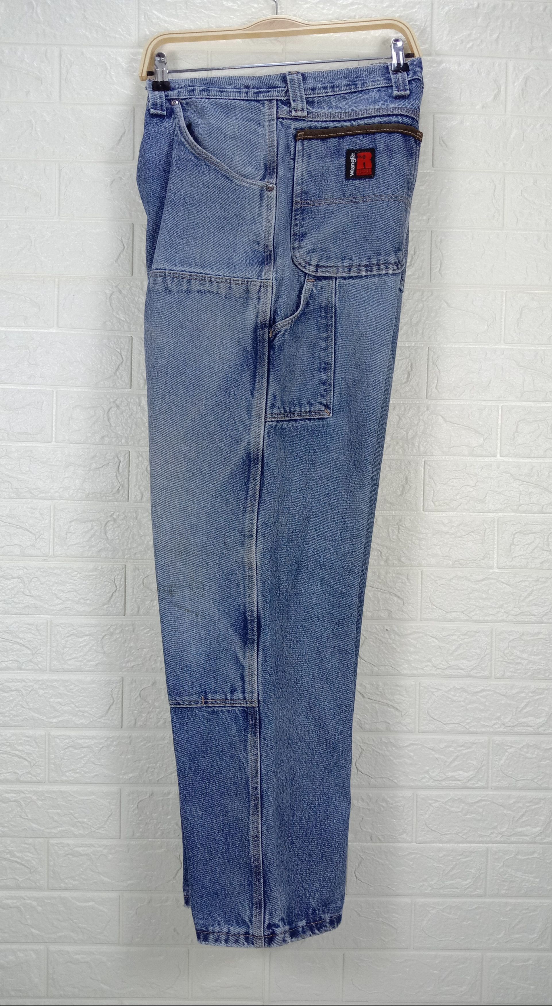 Wrangler Vintage Wrangler Rigg Workwear Faded Blue Double Knee Jeans Size US 37 - 10 Thumbnail