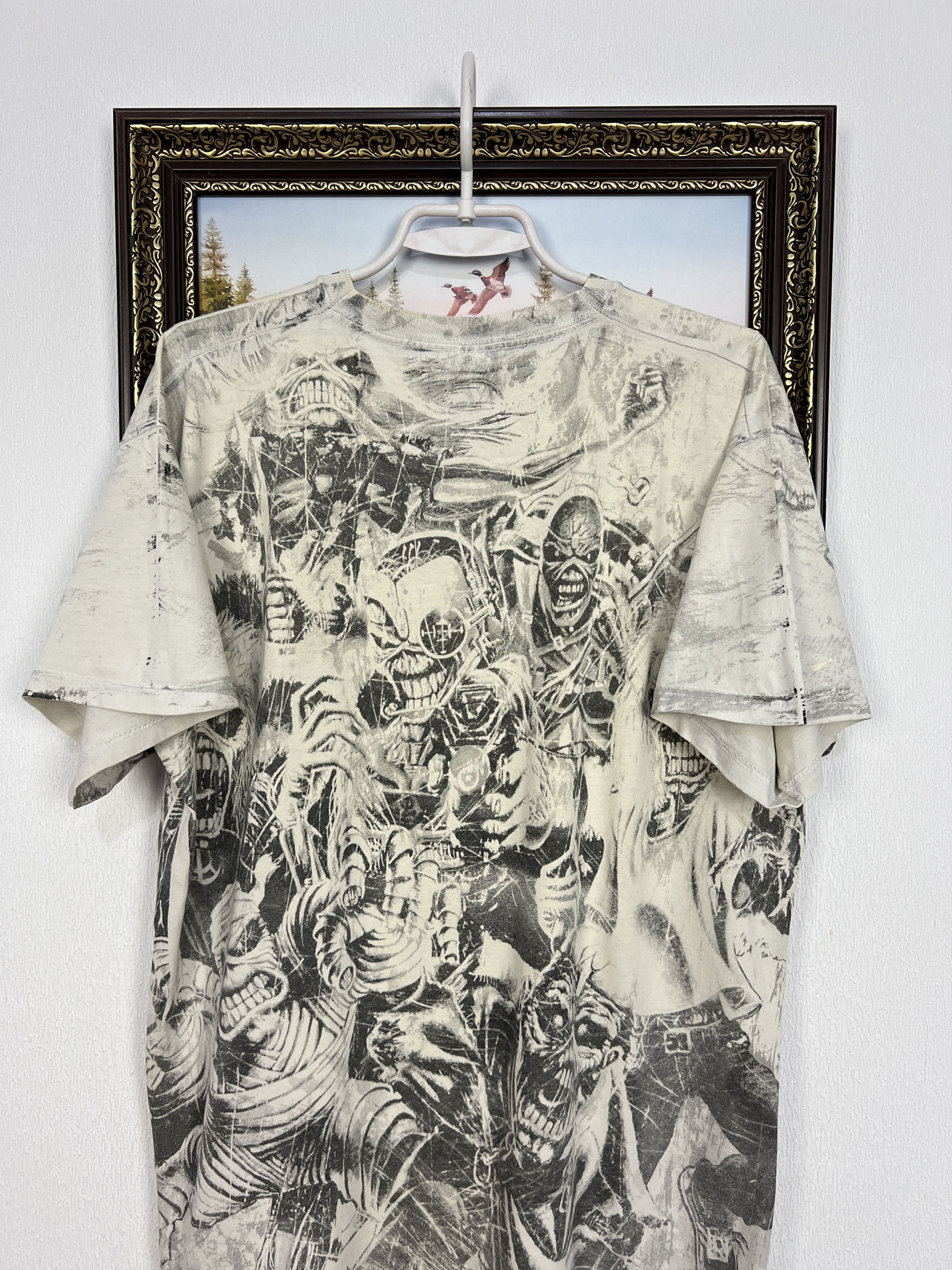 Vintage Vintage Iron Maiden Band Tee All Over Print Shirt White Rare Size US XL / EU 56 / 4 - 13 Thumbnail