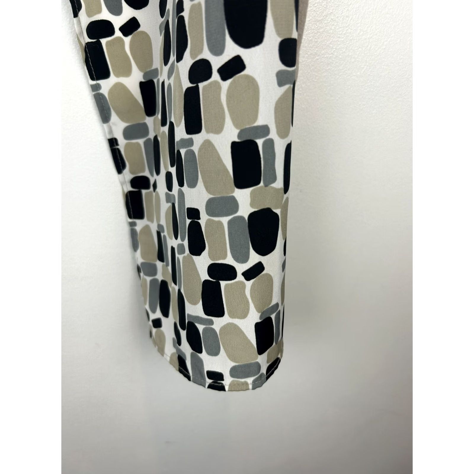 Vintage Echo Scarf Rectangle Beige Geometric Print 70" x 16" Unique Womens Size ONE SIZE - 3 Thumbnail