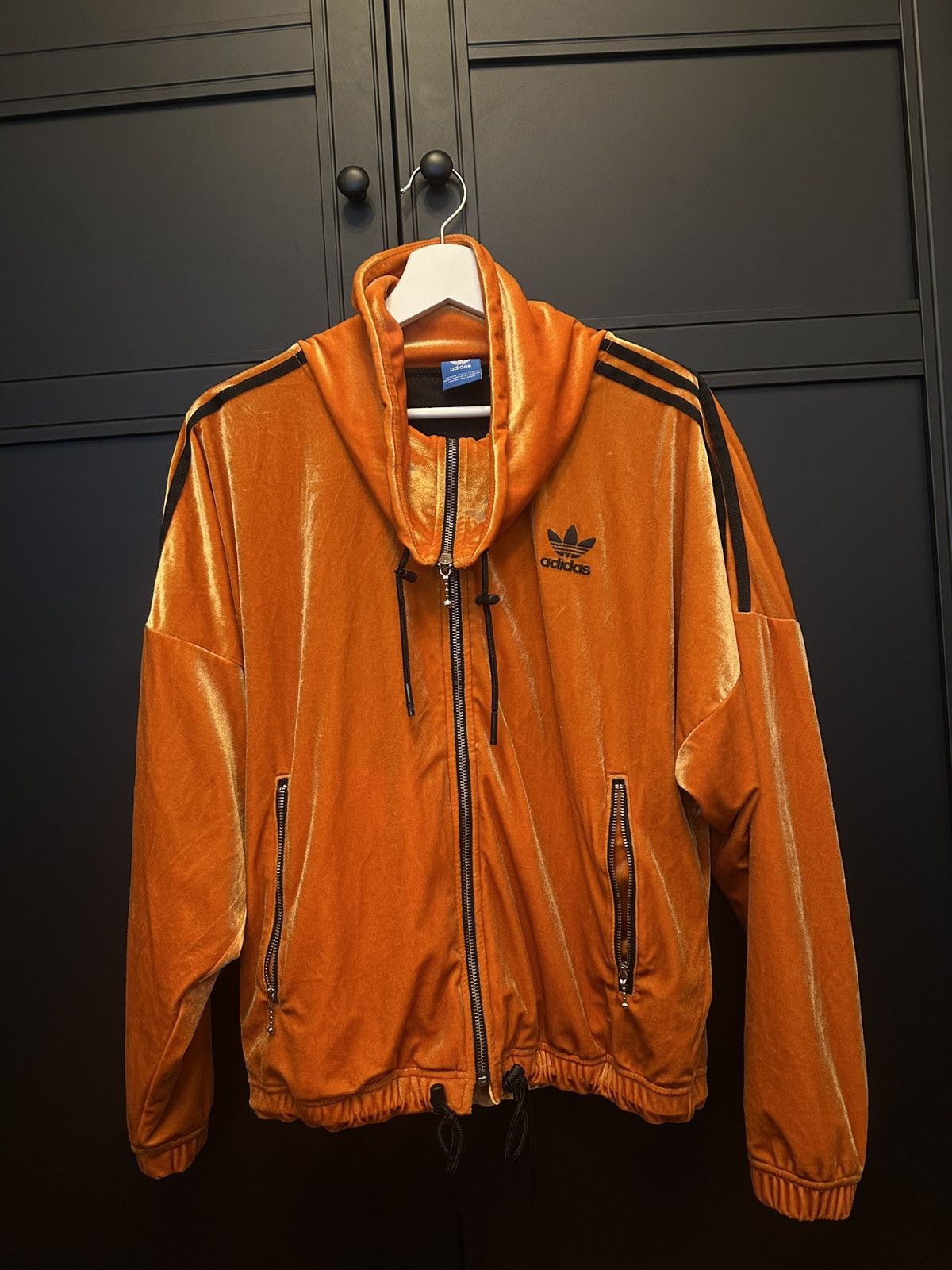 Adidas Adidas Track Top Jacket Velour Burnt Orange Size S / US 4 / IT 40 - 1 Thumbnail