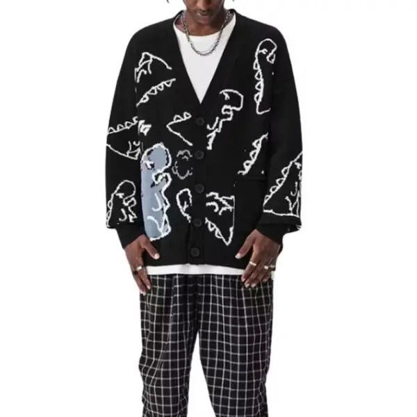 VIBE Dinosaur Graphic Knit Cardigan Sweater Size US M / EU 48-50 / 2 - 5 Thumbnail