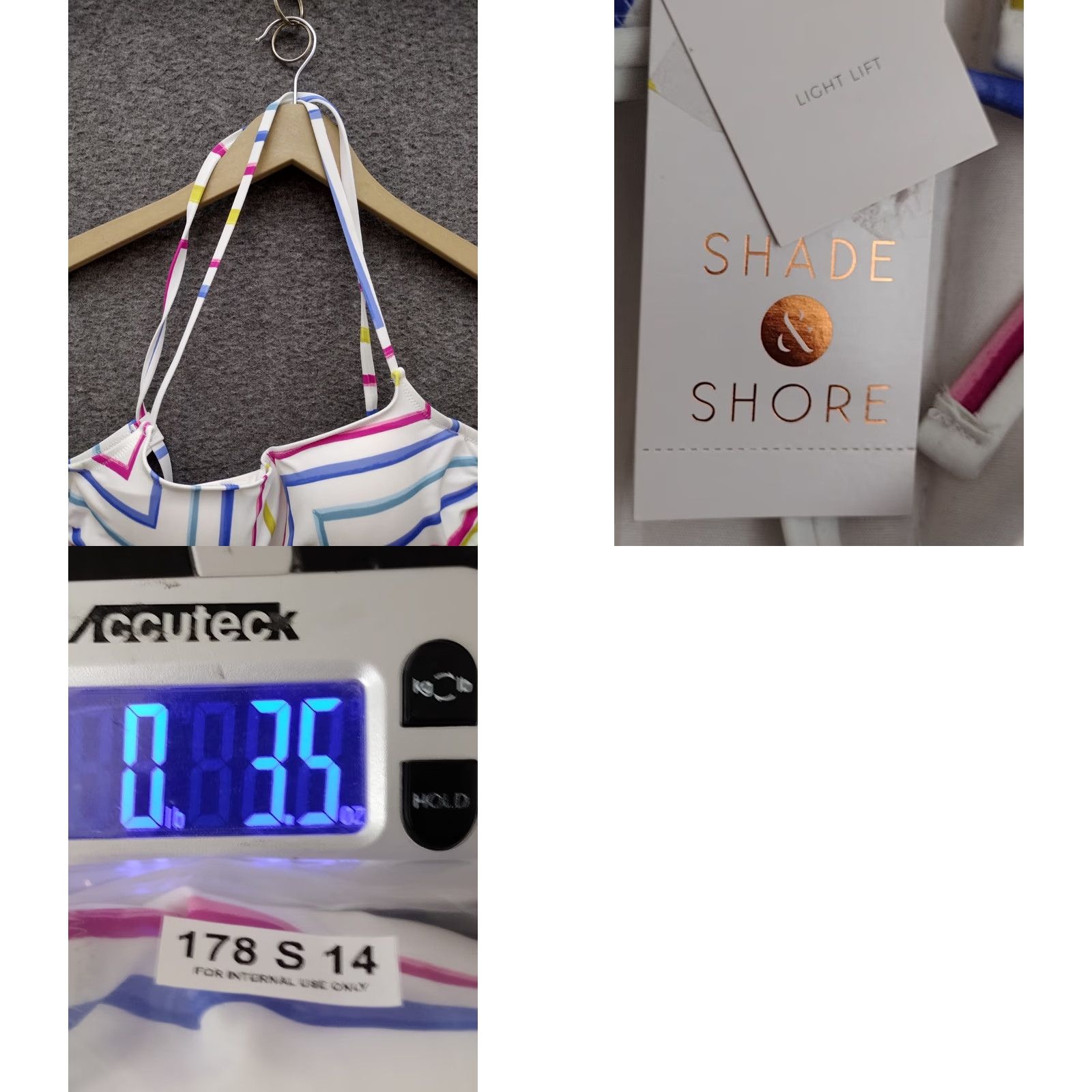 Vintage Shade & Shore Bikini Top 36B White Striped Cross-Back Swim Beach Women B Cup Nylon Spandex Polyester Hand Wash Only Push-Up Vintage No Size XS / US 0-2 / IT 36-38 - 8 Thumbnail