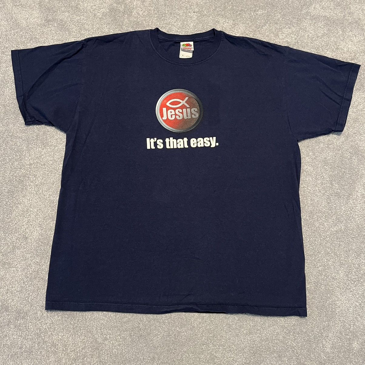Vintage Vintage 1990s Jesus Christ Button It’s That Easy Graphic Tee Size US XL / EU 56 / 4 - 2 Thumbnail