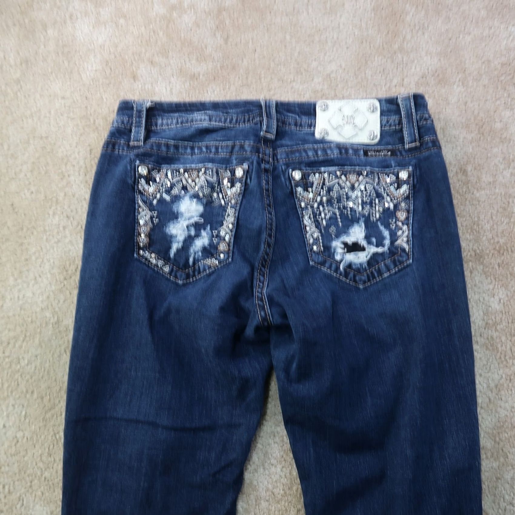 Miss Me Miss Me Denim Jeans Cropped Mid Rise 29 Blue Stretch 5-Pocket Womens Regular Size 29" - 6 Thumbnail
