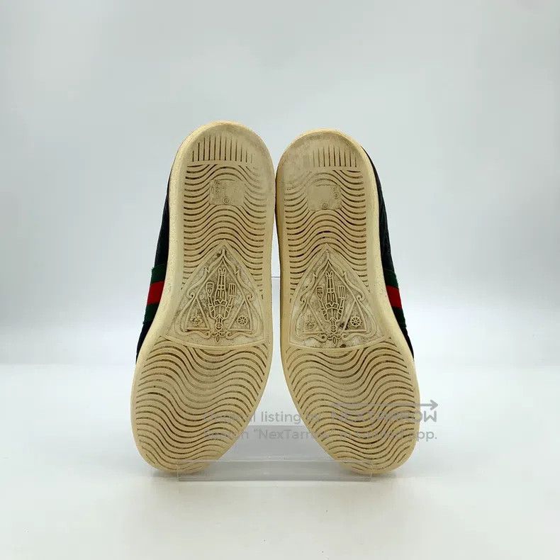 Gucci Gucci Black logo dark striped webbing casual lacing flat b Size US 7 / IT 37 - 5 Thumbnail