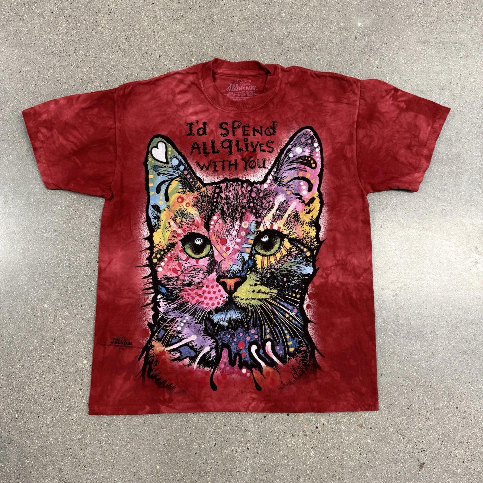 The Mountain Dean Russo 9 Lives Cat T-Shirt Red Tie-Dye Sz M Size US M / EU 48-50 / 2 - 1 Thumbnail