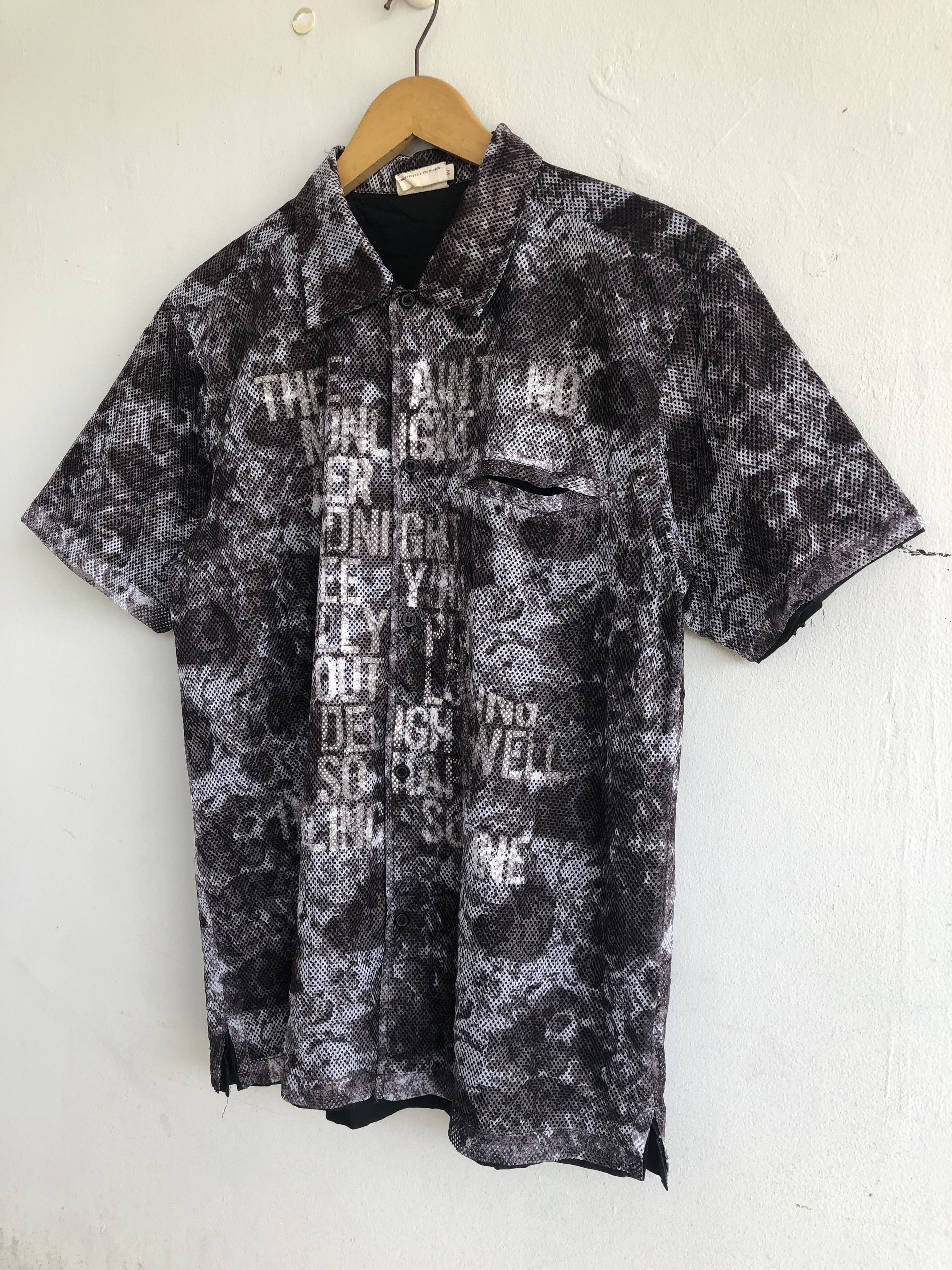 If Six Was Nine × Japanese Brand × Le Grande Bleu (L.G.B.) Y2k Badger Poem mesh button shirt Size US M / EU 48-50 / 2 - 2 Thumbnail