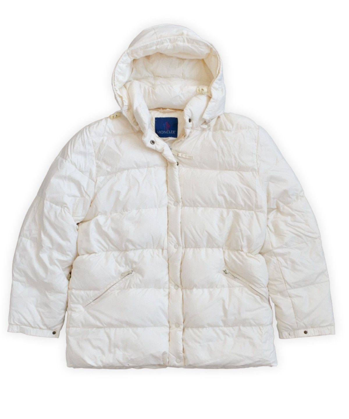 MONCLER Down Jacket Coat Hooded Vintage Milky 90s