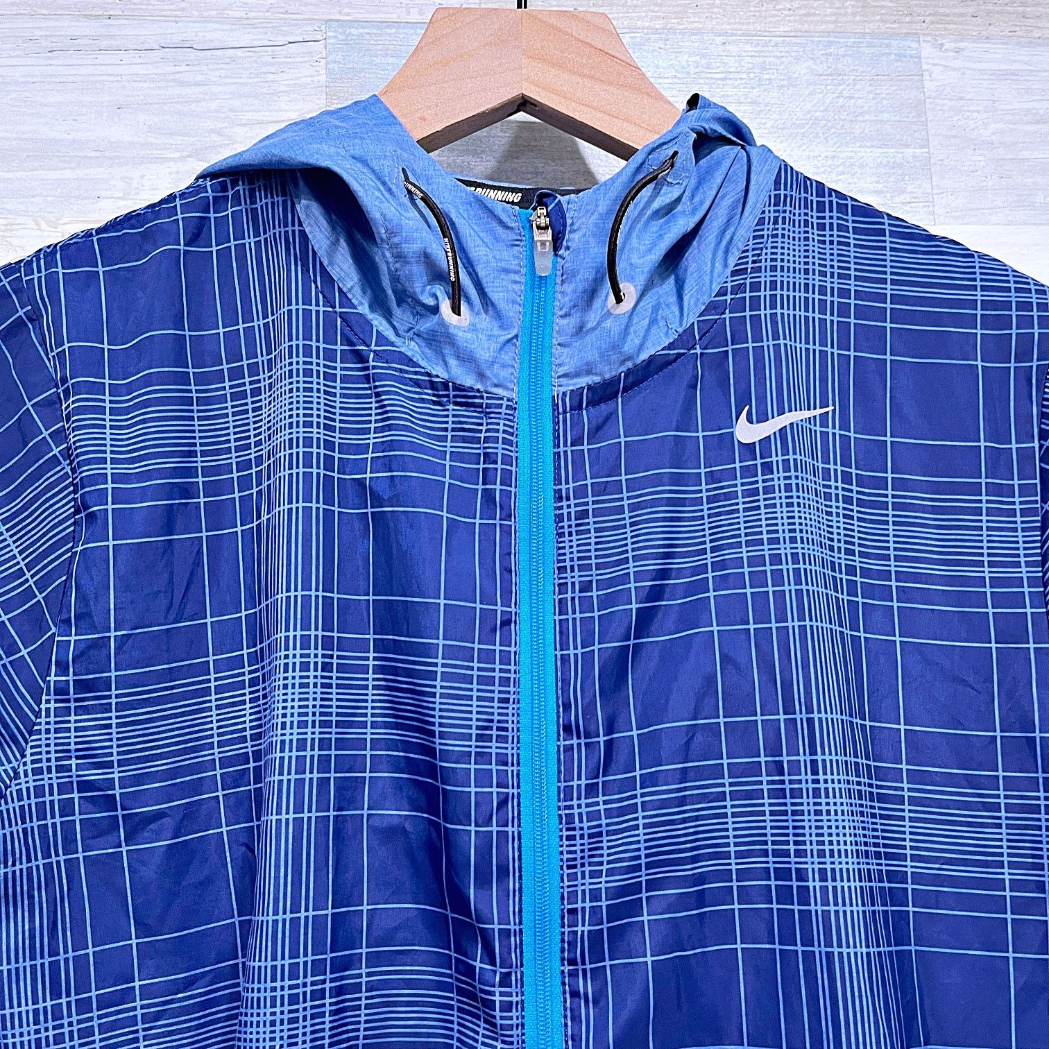 Nike Nike Phenom Vapor Plaid Running Jacket Blue Hooded Womens XS Size XS / US 0-2 / IT 36-38 - 2 Thumbnail