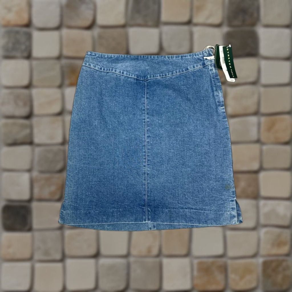 Ralph Lauren VINTAGE Lauren Ralph Lauren Pencil Skirt Womens 10 Blue Denim Cotton Side Slit Size 32" / US 10 / IT 46 - 1 Thumbnail