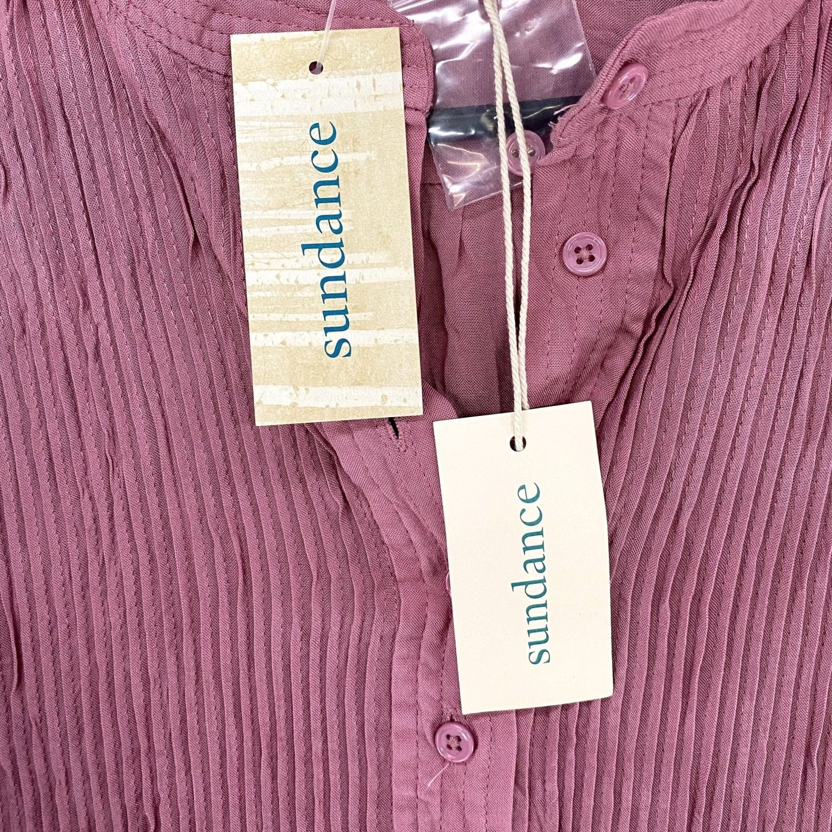 Vintage Sundance Shirt Womens XL Pink Kimberly Tunic Pintuck Henley Crinkle Rayon Top Size XL / US 12-14 / IT 48-50 - 6 Thumbnail