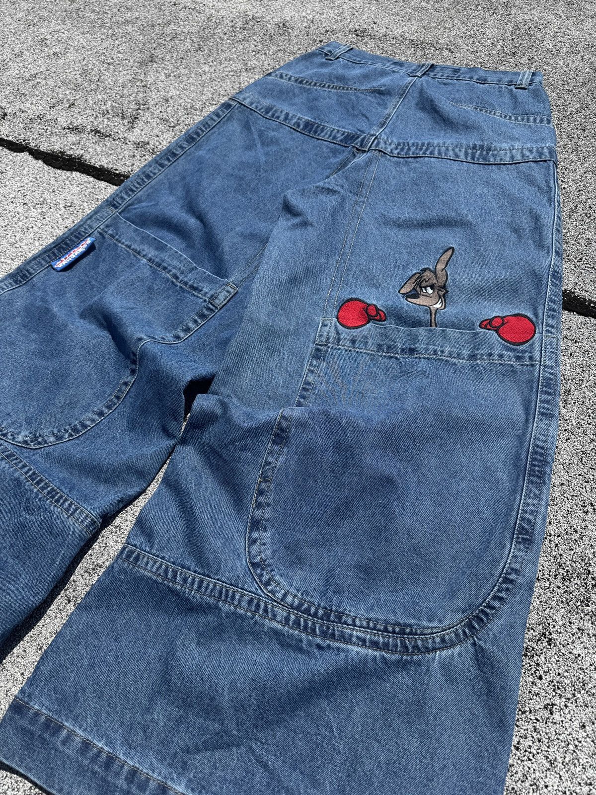 JNCO Kangaroo Jeans 90s/Y2K Baggy Skater Rave Embroidered Pkt Size US 30 / EU 46 - 2 Thumbnail
