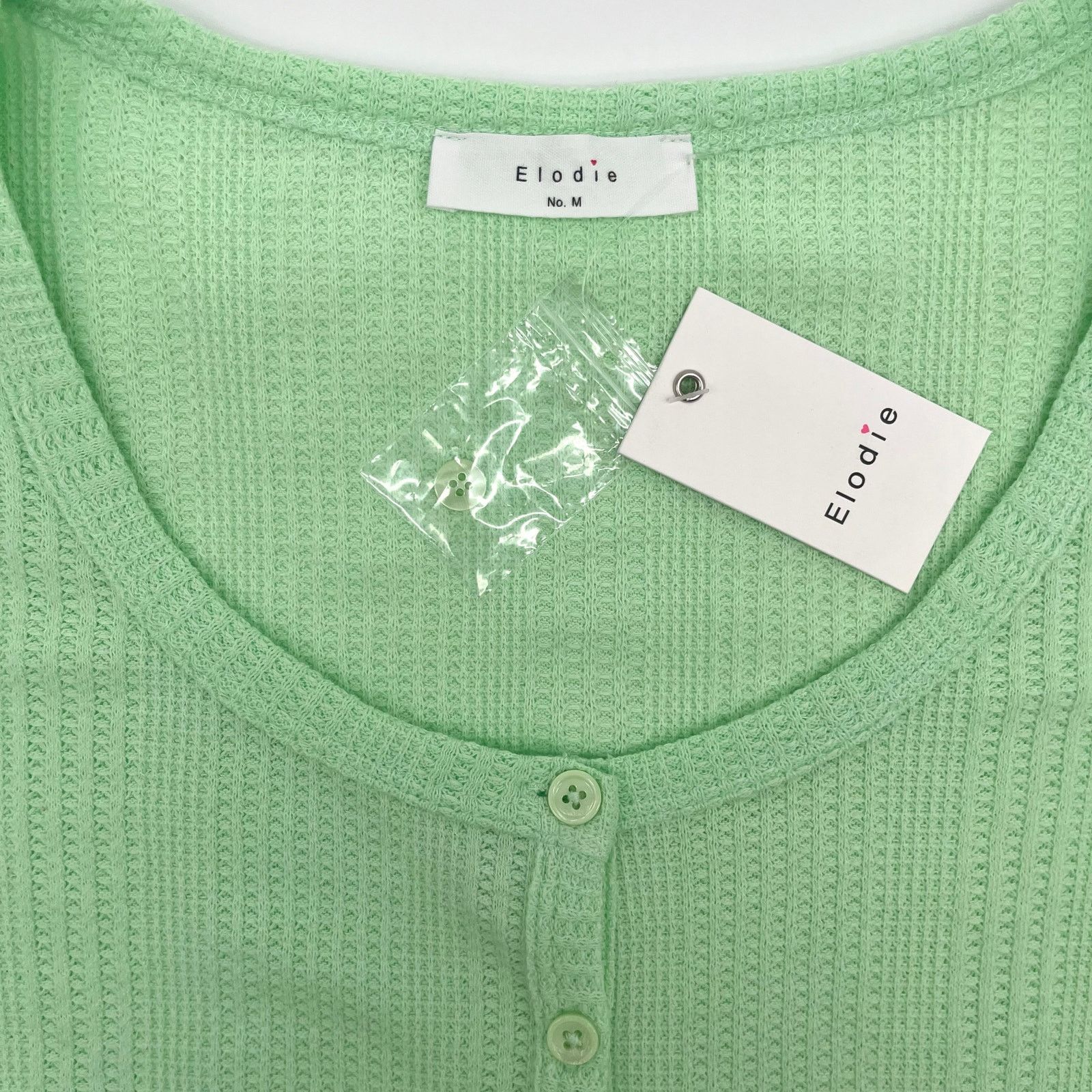 Unknown London ELODIE NWT Waffle Knit Short Sleeve ButtonUp Crop Top Medium Size M / US 6-8 / IT 42-44 - 6 Thumbnail