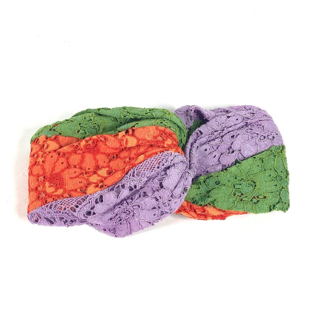 Gucci Gucci 499711 Lace Flower Turban Headband Horseshoe-Shaped Hairband Hair Accessory Band Rayon Women Light Purple Size ONE SIZE - 1 Thumbnail