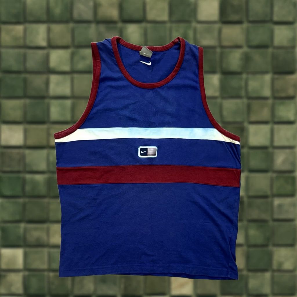Nike VINTAGE Nike Tank Top Shirt Sleeveless USA Swoosh Navy XL Shirt Mens Blue USA 90s Size US XL / EU 56 / 4 - 1 Thumbnail