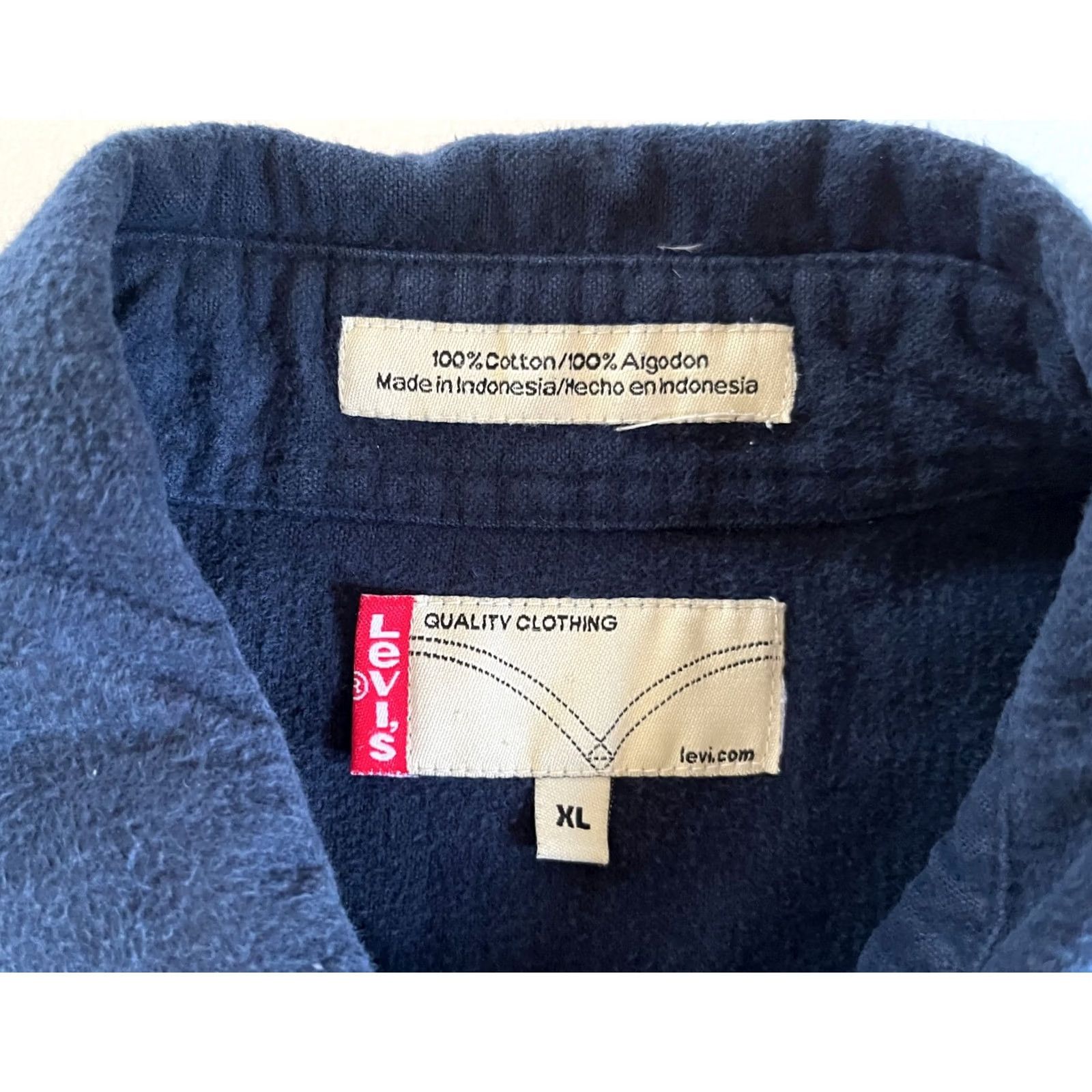 Levi's VINTAGE Levi's Shirt Chamois Flannel Button-Up Men XL Navy Blue 90s Casual Pockets Size US XL / EU 56 / 4 - 5 Thumbnail