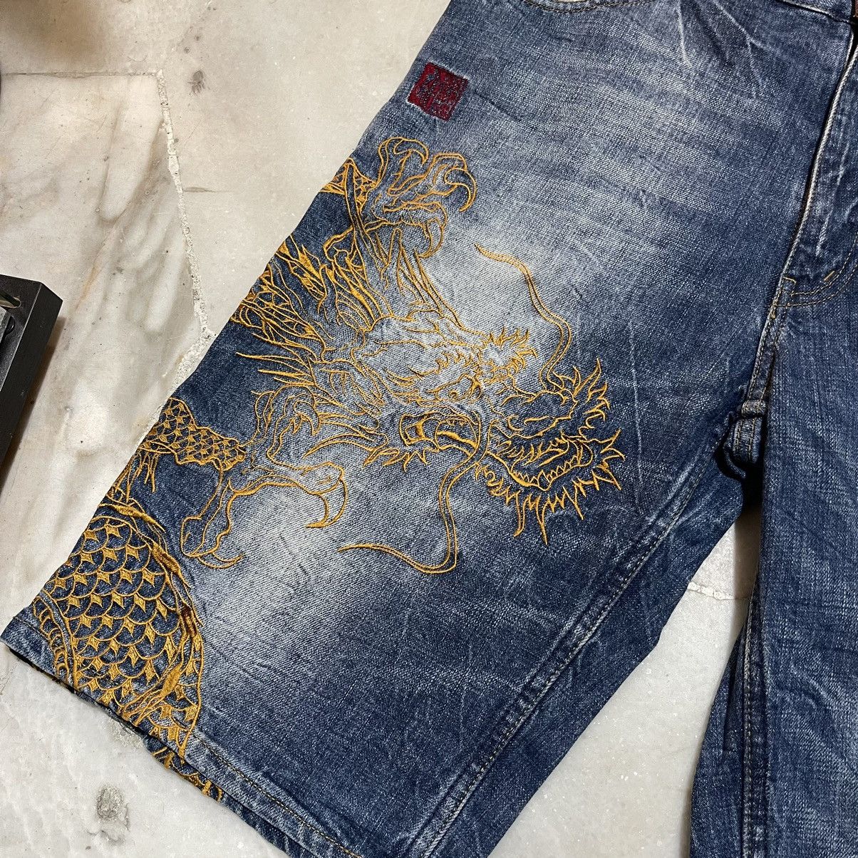 Japanese Brand × Kamakura KARAKURI TAMASHI Sukajan Embroidery Dragon Pants Jorts Size US 34 / EU 50 - 3 Thumbnail