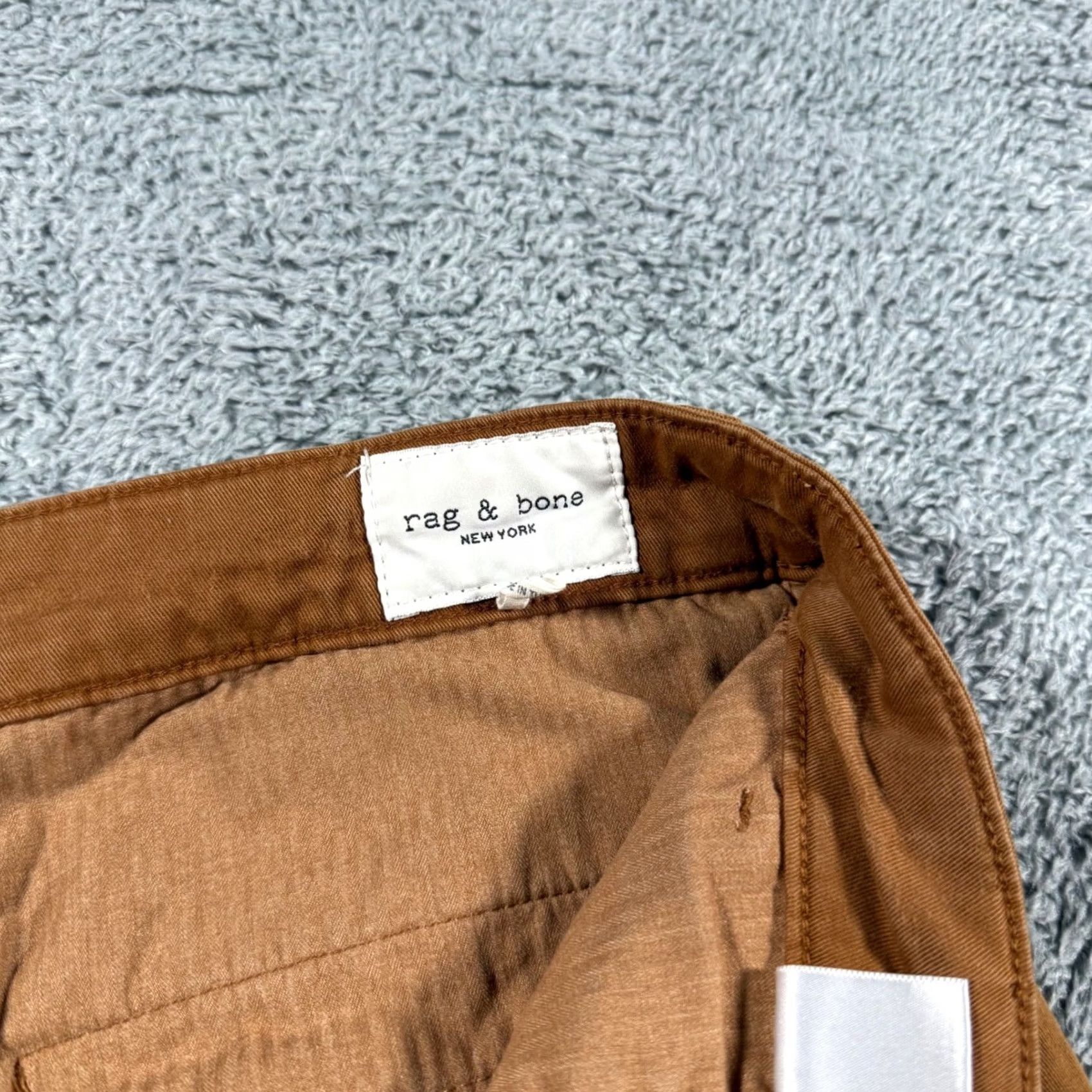 Rag & Bone Rag & Bone Chino Pants Mens 33x31 Stretch Toffee Cotton Brown Flat Front Slim Fit Casual Business Lightweight 5-Pocket Design Size US 33 - 2 Thumbnail