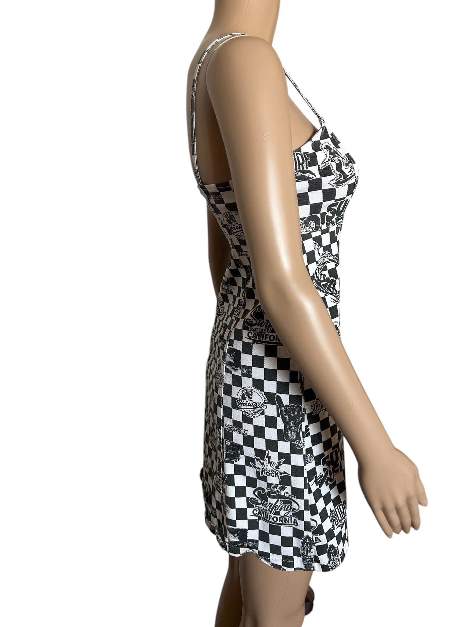 Designer Surfing California Checkered Dress - Stylish Summer Fashion Size S / US 4 / IT 40 - 7 Thumbnail