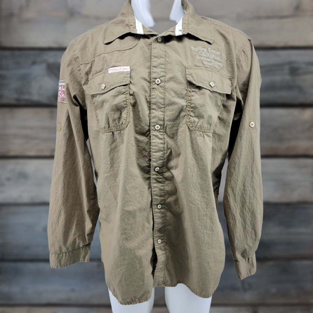 Vintage Rolling Paper Brown Snap Patch Long Sleeve Shirt Mens 2XL Plaid Button-Up Cotton Flannel 100% Size US XXL / EU 58 / 5 - 1 Thumbnail
