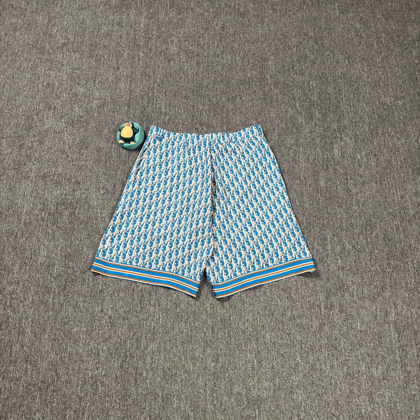Dior Dior blue all over print ribbed silk shorts 50 Size US 34 / EU 50 - 2 Thumbnail