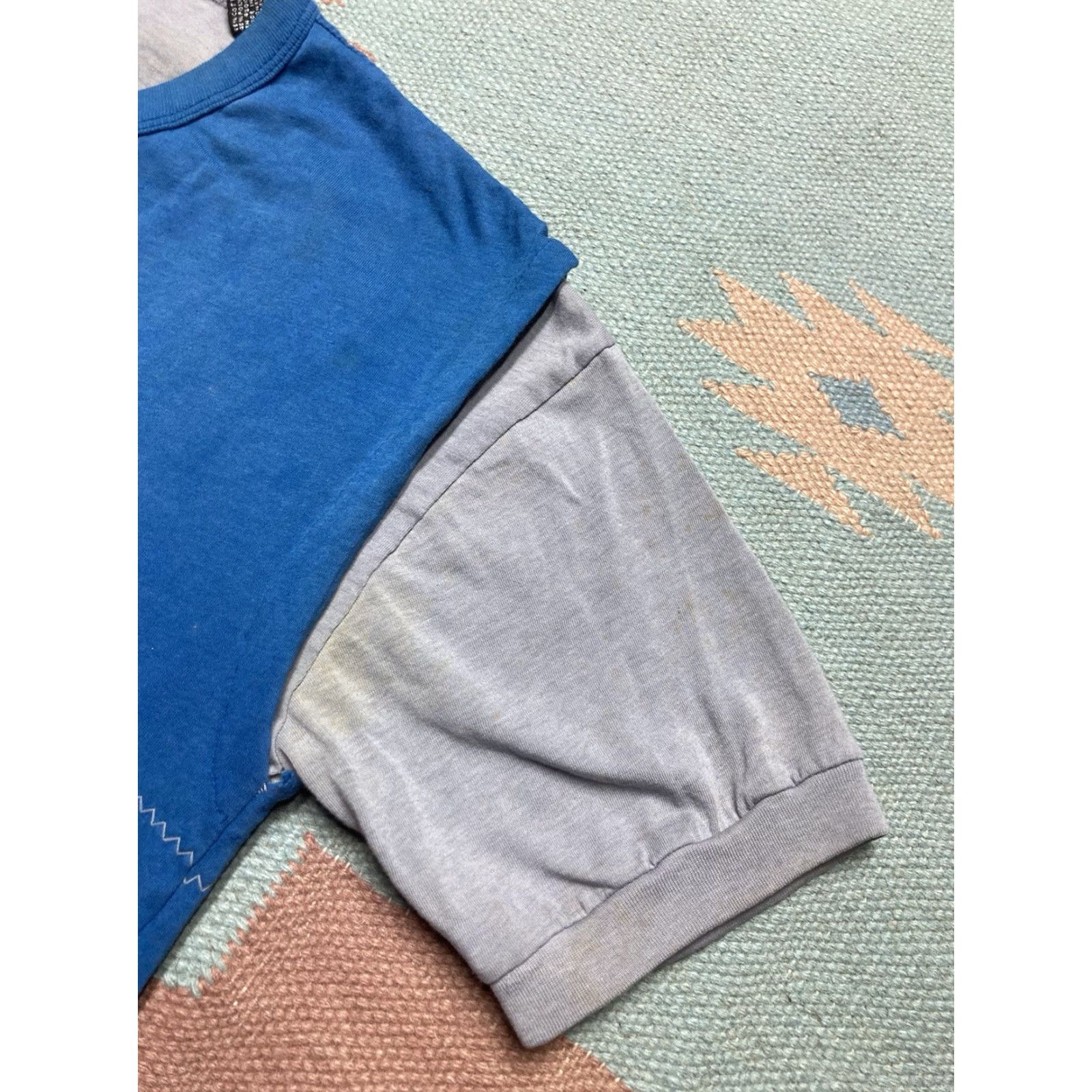 Vintage VINTAGE 70s 80s T-Shirt Henley Gray Blue Adult Large Boxy Mens Size US L / EU 52-54 / 3 - 4 Thumbnail