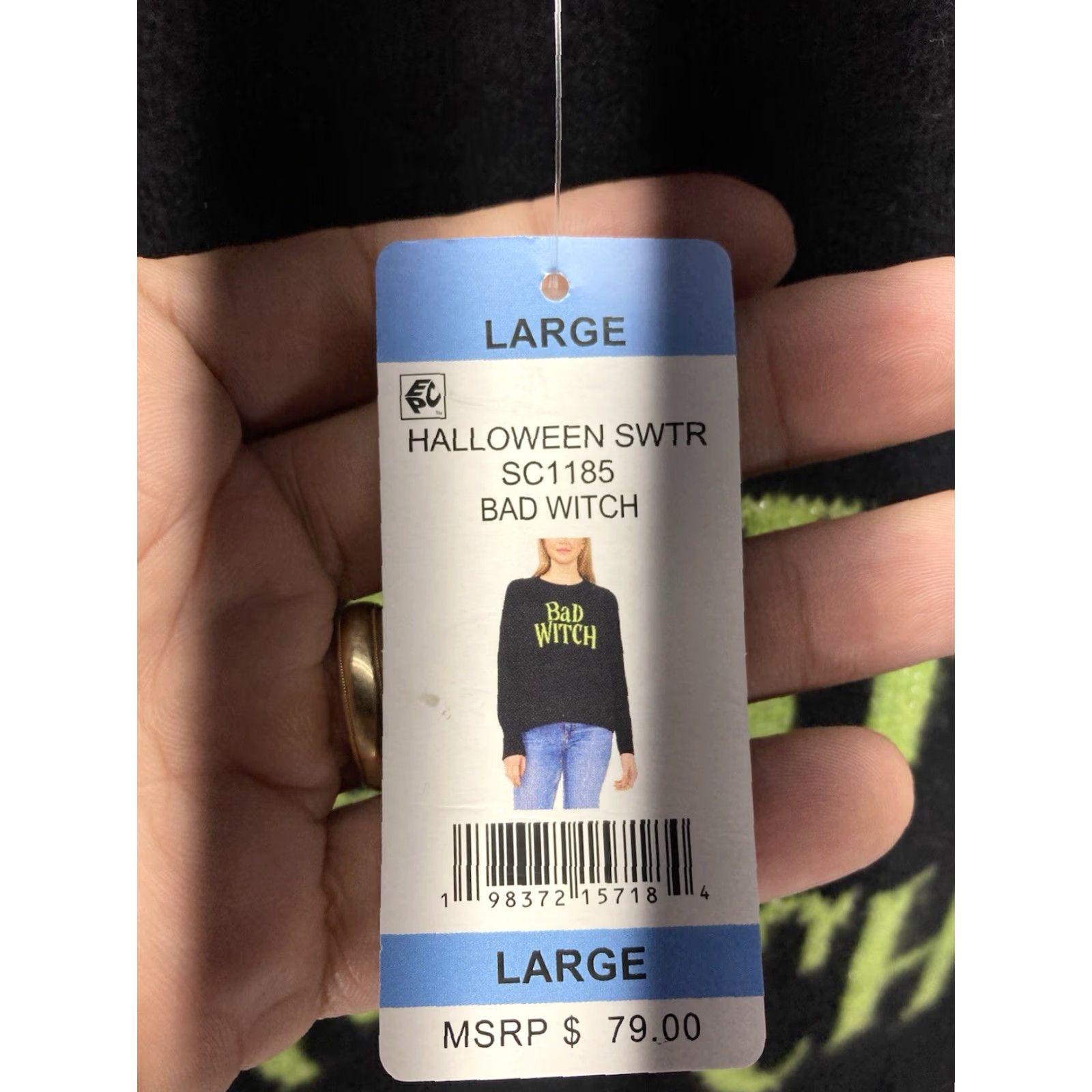 Vince Camuto Vince Camuto Sweater Women L Black Halloween Pullover NWT Crew Neck Oversized Bad Witch Wicked - Womens Size L / US 10 / IT 46 - 5 Thumbnail