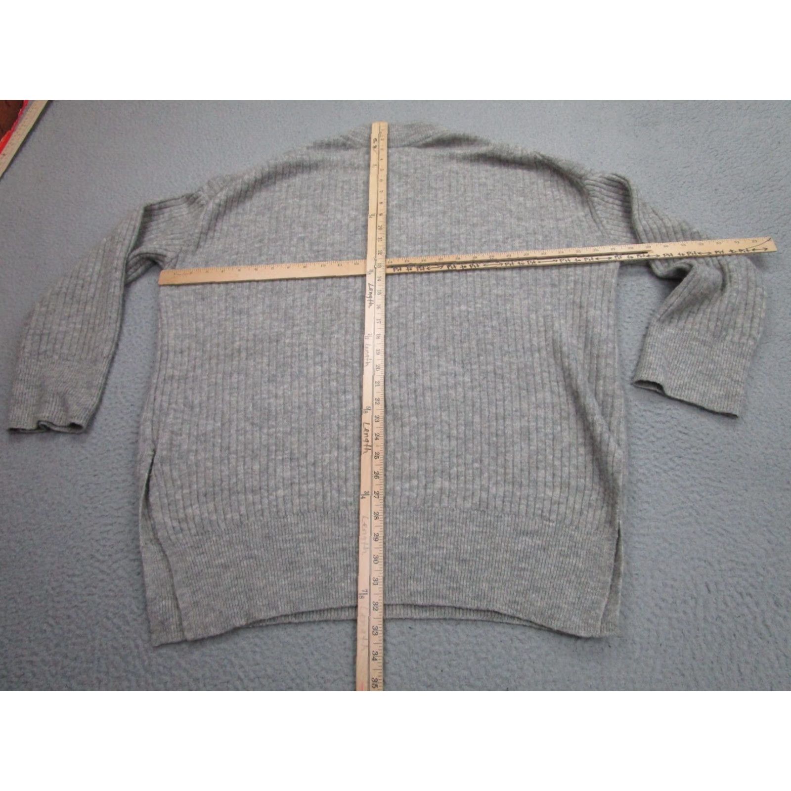 H&M H&M Sweater Womens Large Gray High Neck Ribbed Knit Pullover Oversized Baggy Size L / US 10 / IT 46 - 7 Thumbnail