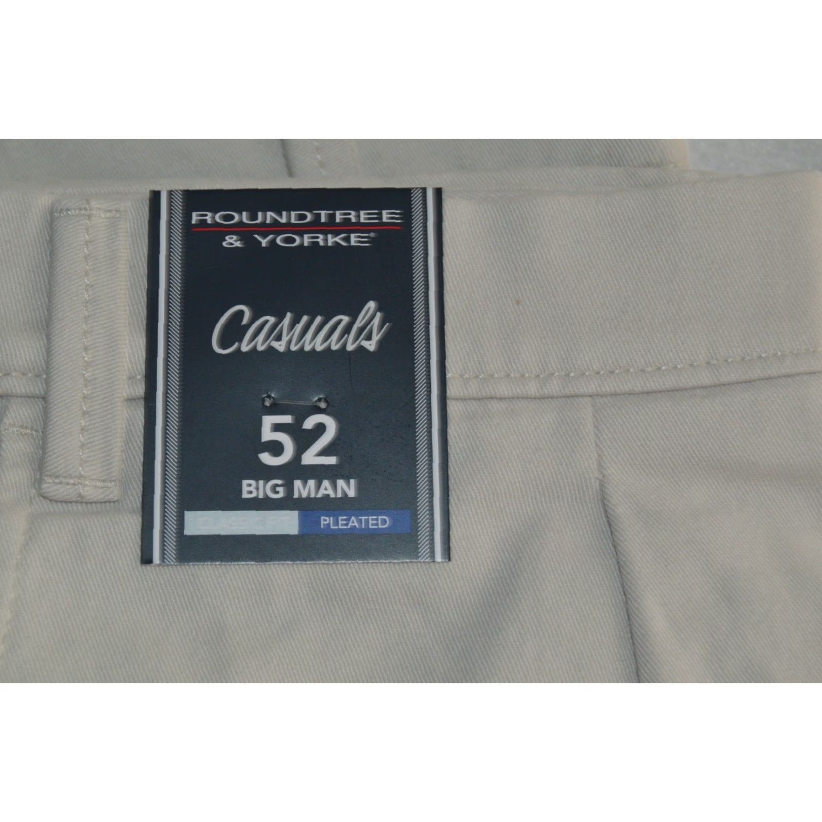 Roundtree & Yorke Roundtree & Yorke Casuals Big & Tall Shorts - 52 Beige Stretch Cotton Blend 9" Inseam Zip Front Pockets Chino Style Mens Size US 36 / EU 52 - 4 Thumbnail