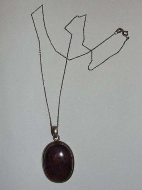Designer Sterling Silver and Ruby Zoisite Cabochon Pendant Necklace Size ONE SIZE - 4 Thumbnail