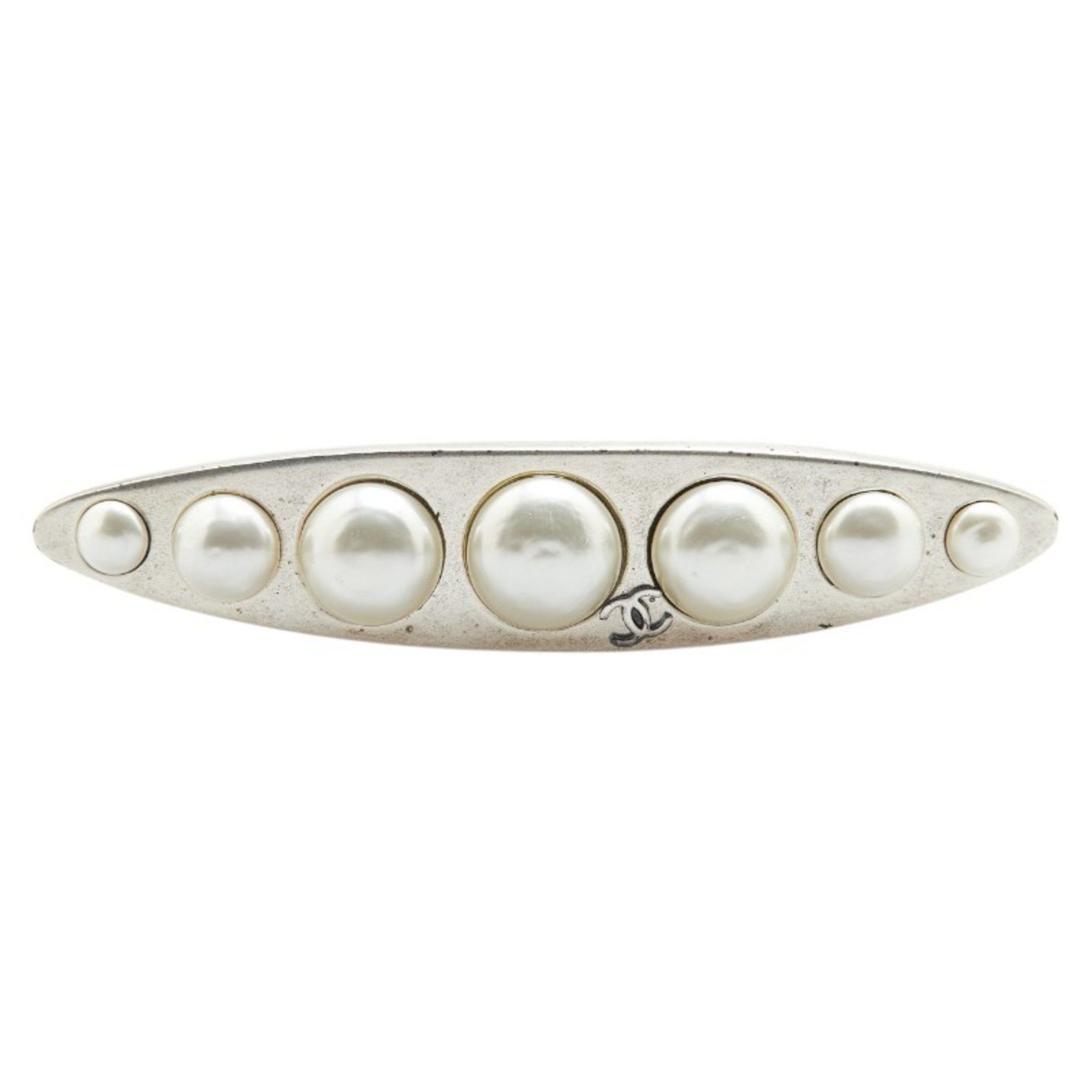 Chanel Chanel Coco Mark Brooch in Silver Metal with Faux Pearls for Women Size ONE SIZE - 1 Thumbnail