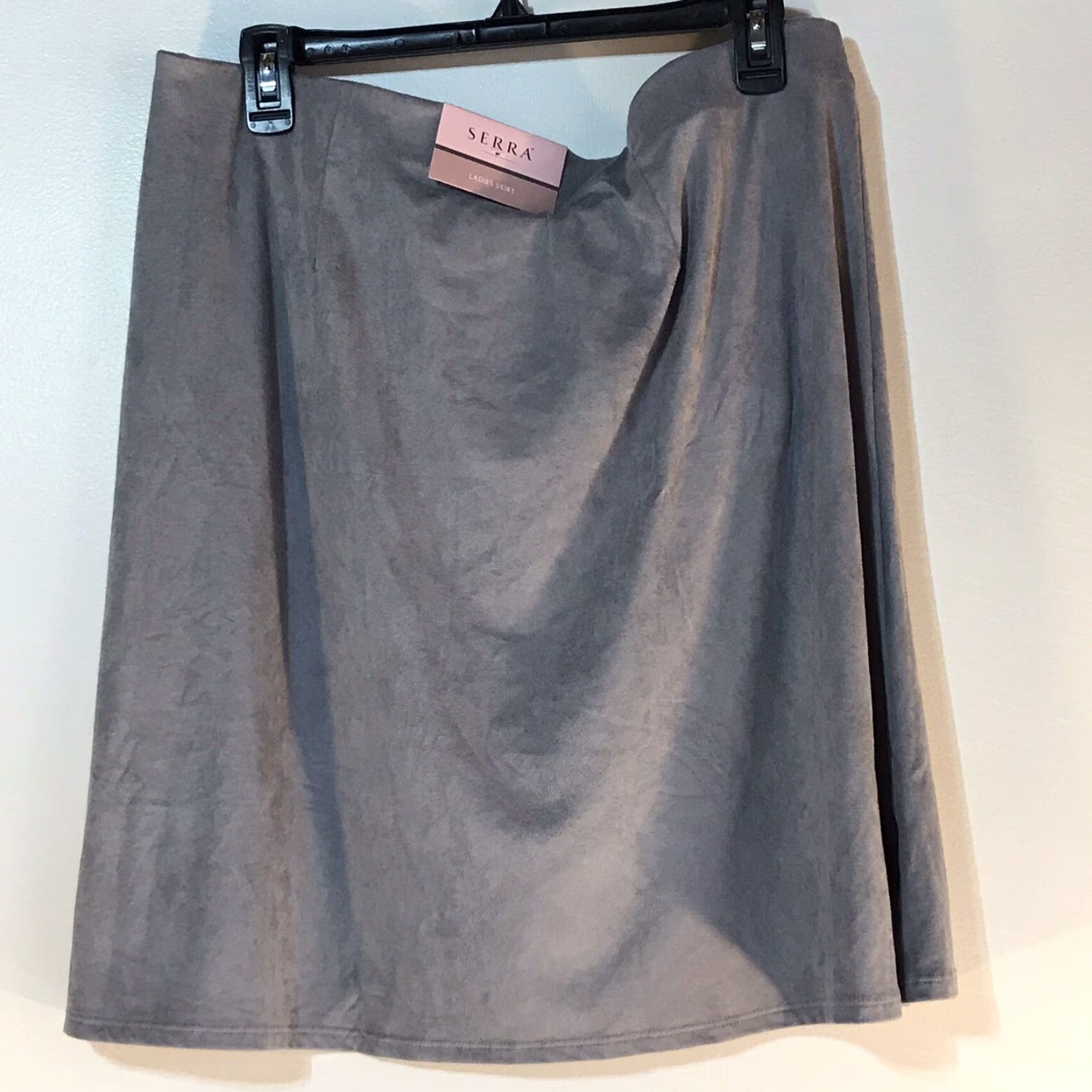 Vintage Serra Women's XL (16-18) Light Gray Knit Pencil Skirt with Pockets - Casual Business Workwear Spring Summer Size 40" / US 18 - 2 Thumbnail