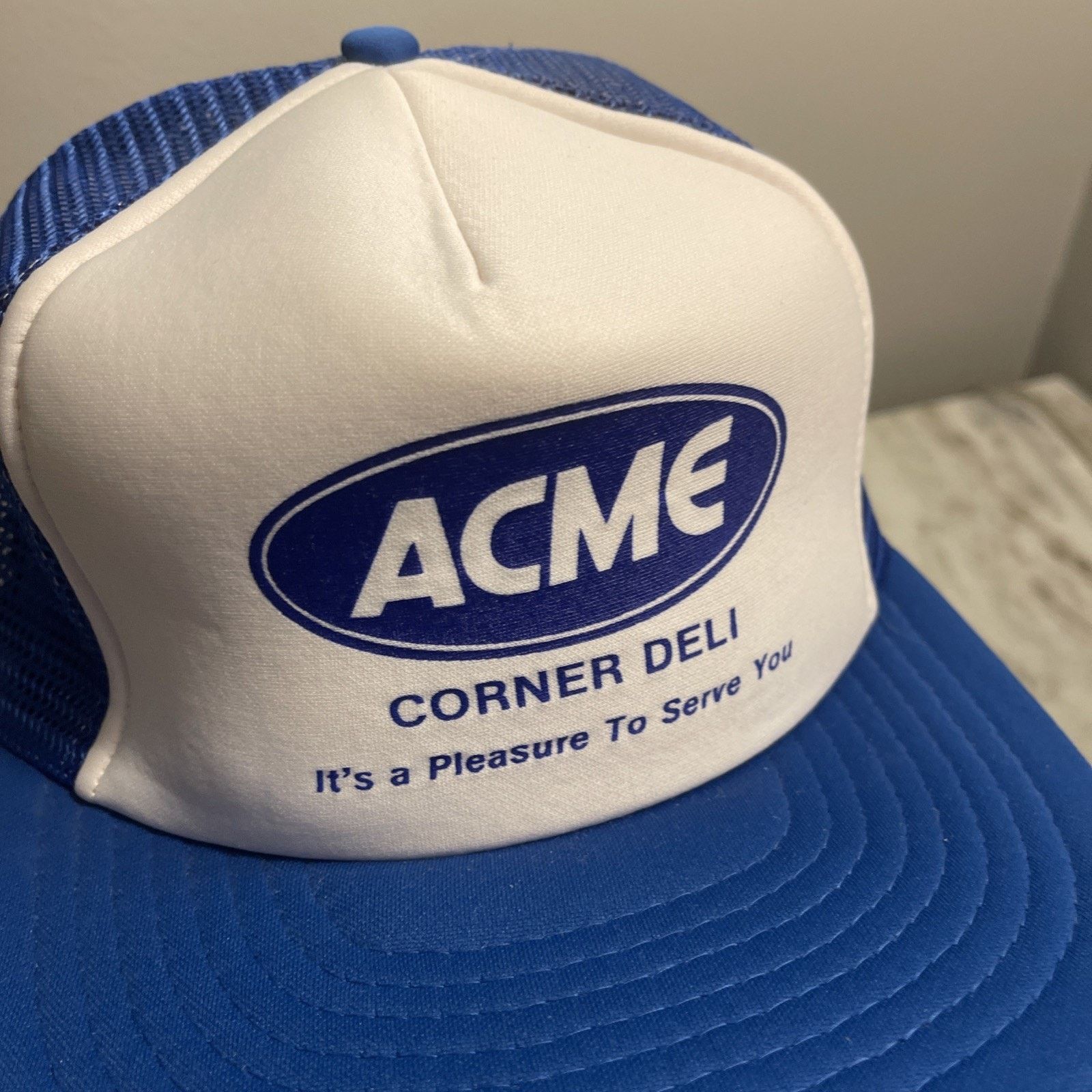 Vintage Vtg 1980’s Trucker Hat Snapback Cap ACME Food Deli Counter Size ONE SIZE - 2 Thumbnail