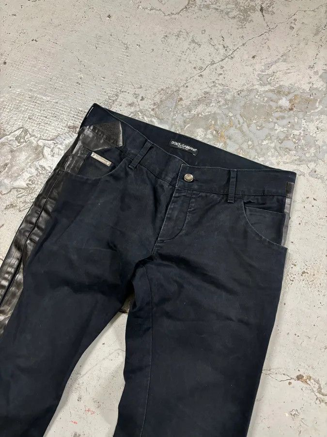Dolce & Gabbana 2010s Dolce & Gabbana Black Glossy Leather Trim Slim Jeans Size US 32 / EU 48 - 5 Thumbnail