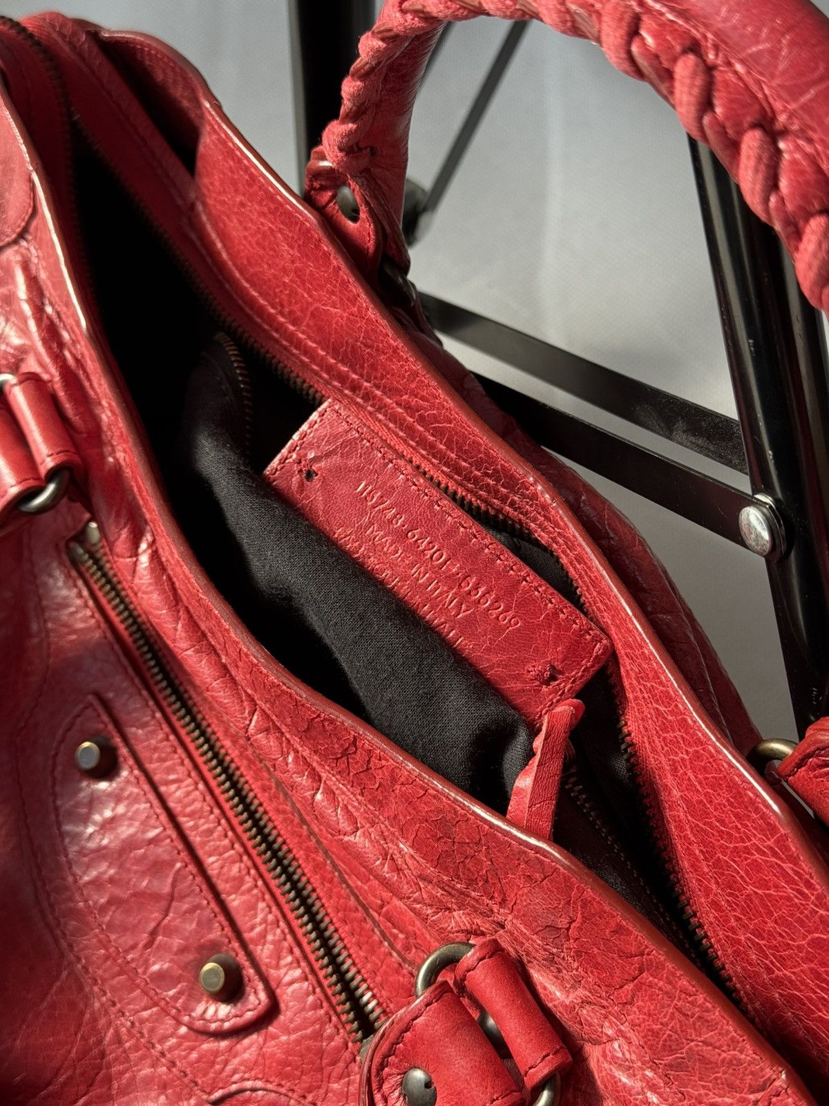 Balenciaga Authentic Balenciaga Red City Bag Real Leather Handbag Size ONE SIZE - 19 Thumbnail