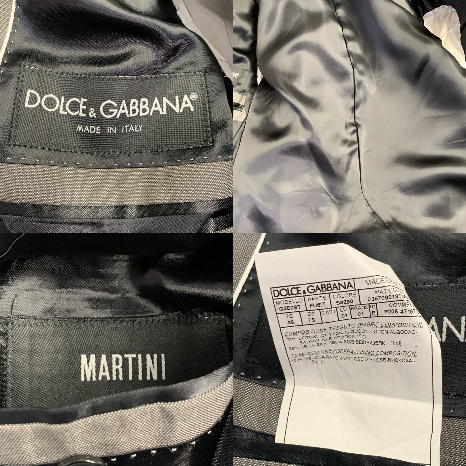 Dolce & Gabbana DOLCE & GABBANA Size 38 Grey Cotton Silk Peak Lapel Single Button Sport Coat Mens Regular Italy Size US XXS / EU 40 - 8 Thumbnail