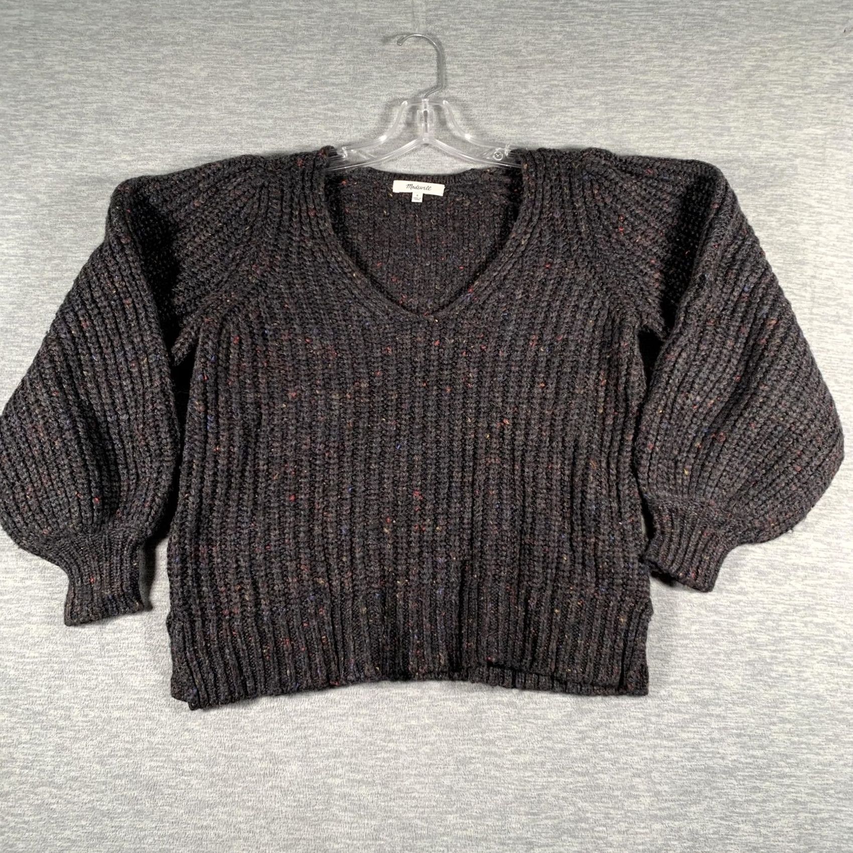Madewell Madewell Sweater Womens Small Gray V Neck Wool Balloon Sleeve Chunky Pullover Size S / US 4 / IT 40 - 2 Thumbnail