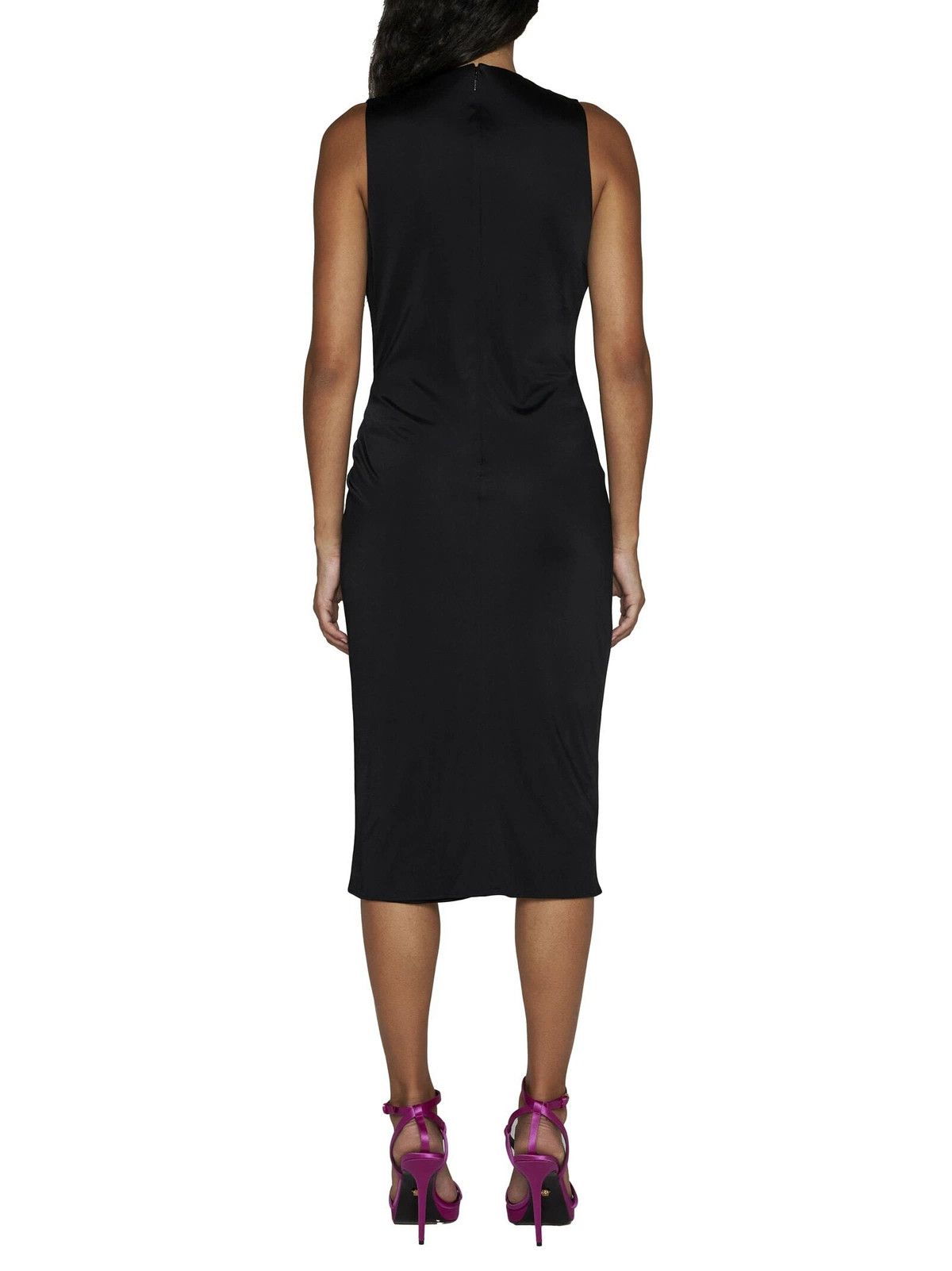 Versace o1y0226 Midi Dress in Black Size M / US 6-8 / IT 42-44 - 2 Thumbnail